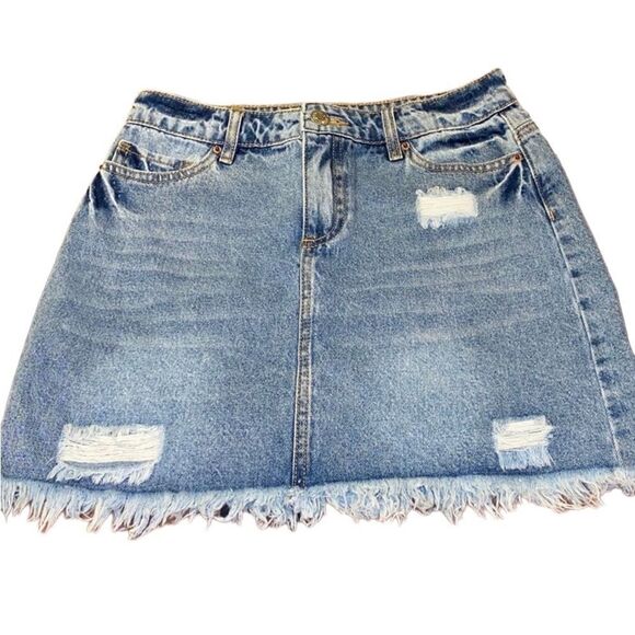 Forever 21 Frayed Denim Skirt- Youth - Picture 1 of 10
